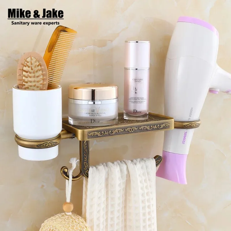 Antique bathroom paper phone holder with blower shelf bathroom Mobile phones towel rack toilet