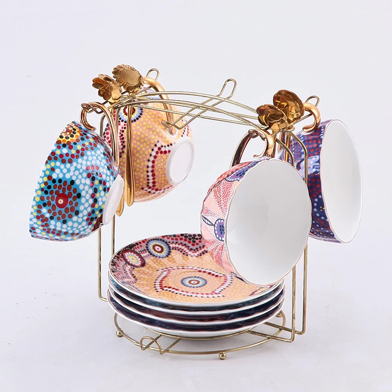 Лучшее качество роскошная богемная цветная кофейная кружка поднос Tazas