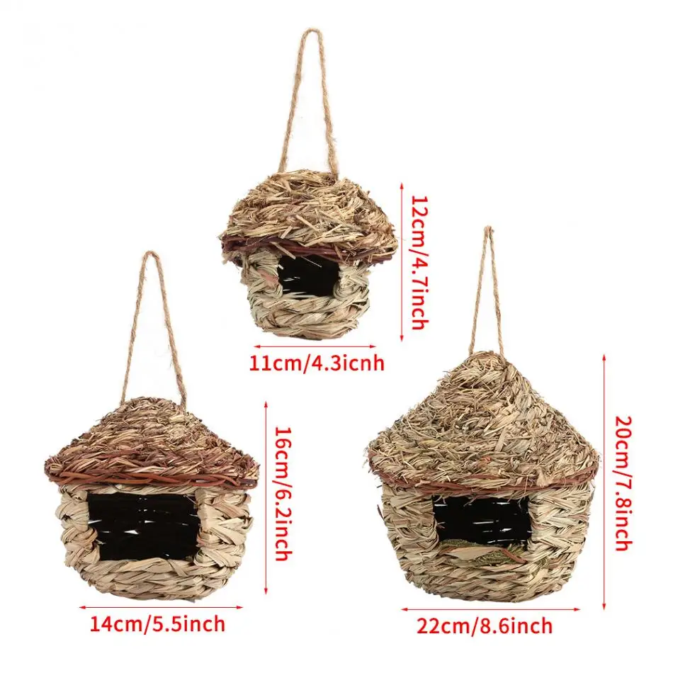 

Straw Bird Nest Parrot Birdhouse Hamster Cage Bird Breeding Nest Home Hanging Bird House Breeding Nest Bird Cage Accessories