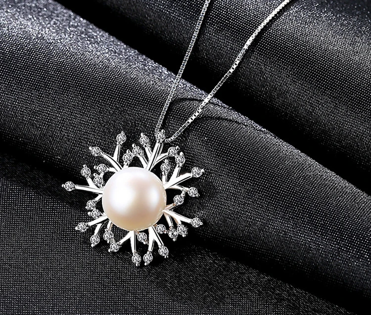 [MeiBaPJ] настоящая пресноводная жемчужина ожерелье с подвеской «Снежинка» чистое серебро 925-й пробы ювелирные изделия для женщин