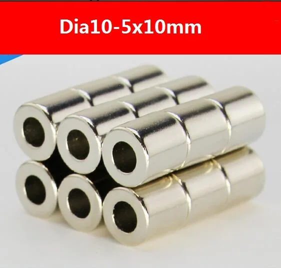 

XICIMAG 20PCS/LOT Dia10-dia5x10mm N35 Strong Ring NdFeB Rare Earth Magnet Neodymium Magnets Craft Small Round Ring with hole