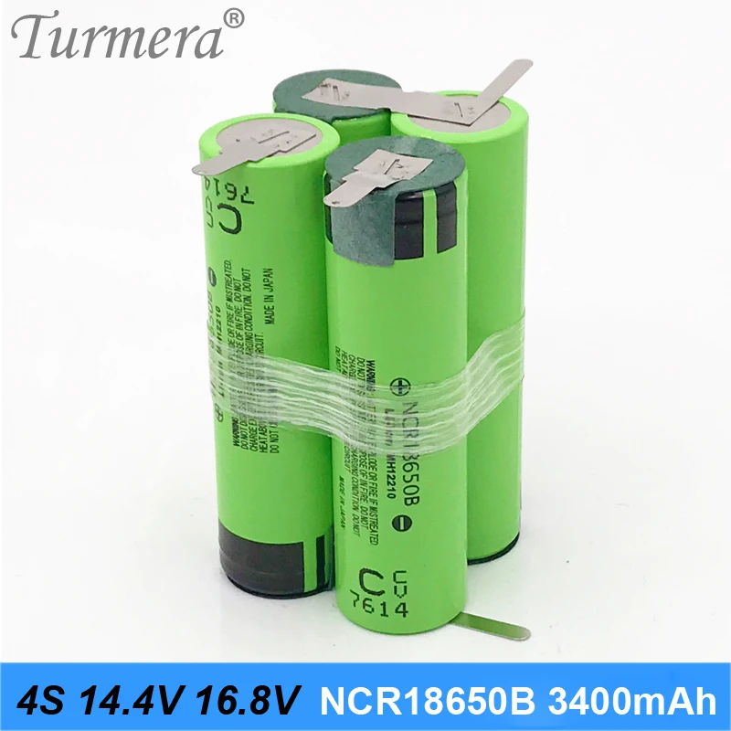 4s battery 18650 pack ncr18650b 3400mah 16.8v 14.4v welding solder battery for screwdriver tools battery customized battery
