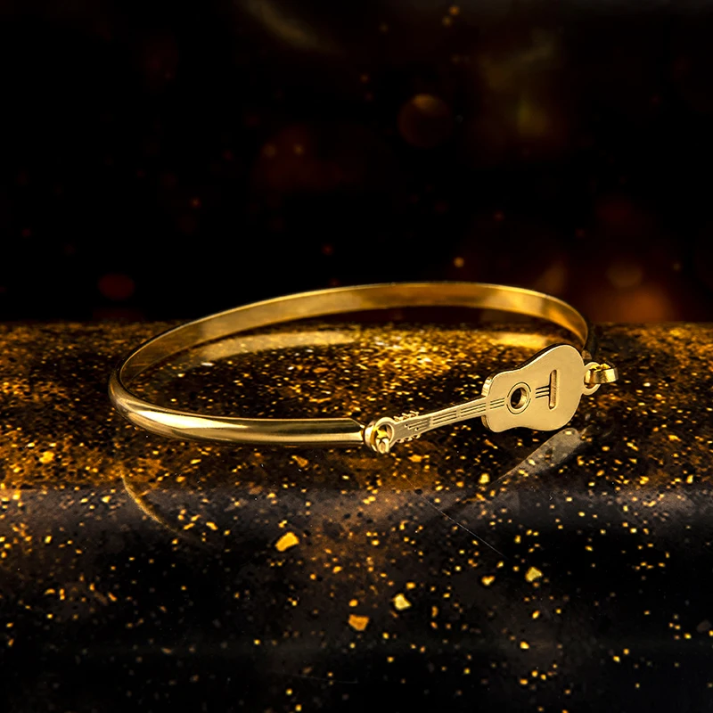 Luxury Bracelets Gold 316l Stainless Steel Bracelets Bangles Female Guitar Charm Bracelet for Women Wedding Jewelry Couple Gifts|Bangles| - AliExpress