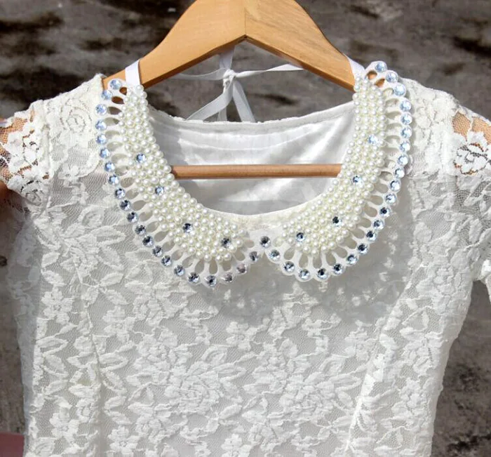 

2015 New Vintage Jewelry Statement Necklace Pendant ladies unique design folded blouse bead neck collar black white lace collar