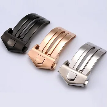 

18mm 20mm 316L Stainless Steel Butterfly Watch Band Buckle Strap Rose Gold Black For TAG HEUER CARRERA Clasp Replacement