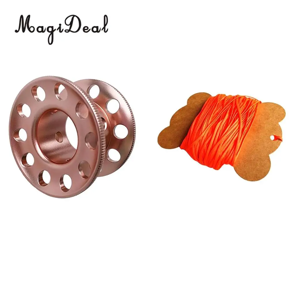 Scuba Diving Finger Spool Reel + 2mm 50m/164ft High Visibility Strong Strength Flat Dive Guide Line Snorkeling Diver Accessories