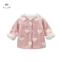 DB3624 dave bella bébé filles mignon ours rose manteau coeur laine filles manteau