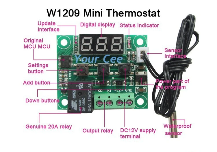 DC 12 V-50~ 110C Мини цифровой термостат температурный контроллер переключатель модуль DIY Электронный комплект для инкубатора водонепроницаемый NTC