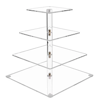 

4 Layers Wedding Cake Stand Crystal Decor Acrylic Cupcake Holder Crystal Plates