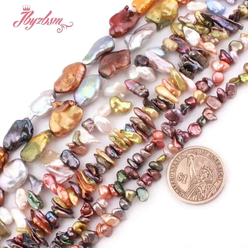 

Multi-Color Freeform Freshwater Pearl Natural Stone Beads For Jewelry Making DIY Necklace Bracelat Loose Str 14.5"Free Shipping