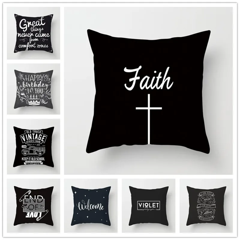 

45*45cm Pillow Cover Polyester Peach Skin Faith Cushion Office Nap Throw Pillow Case Cushion Cover