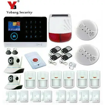 

YobangSecurity Wireless Wifi GSM GPRS Android IOS APP Home Burglar Security Alarm System Ip Camera with RFID Solar Power Siren