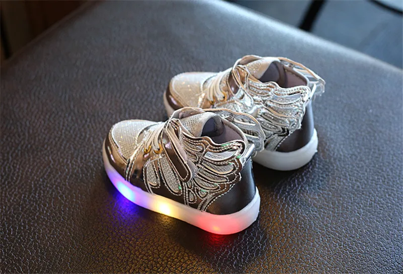 New Kids Glowing Sneakers Spring  Autumn Wing LED USB Luminous Lighted Shoes For Boys Girls Cute Children Lighted Sneaker XSKD01 (5)