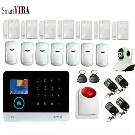 

SmartYIBA WIFI Smart Home Burglar Security Alarm System Remote Controller Touch Keypad LCD Display +IP Camera Alarm Kits