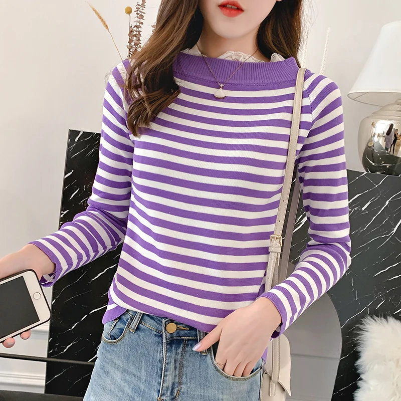 

Korean Casual Knitted Women Sweater Knit Women Sweaters and Pullovers Striped Hooded Long Sleeve Pink Oversized Sweater