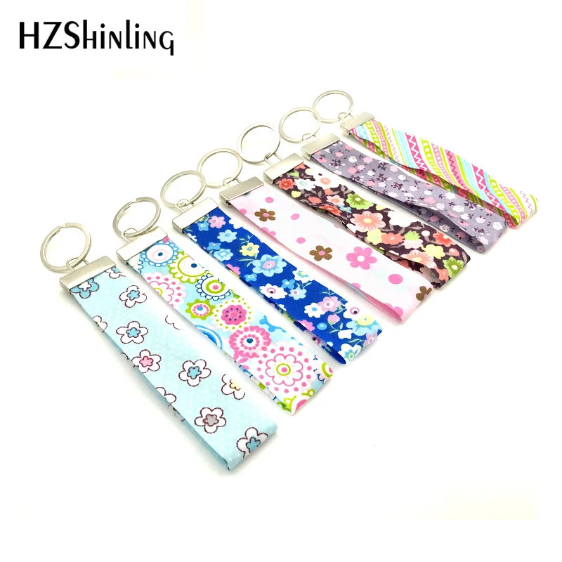 

Ribbon floral Flower Wrist Key Holder Funny Summer Keyring Beautiful fabric Key Fob For Cars Scooters Tag Gifts for Teachers