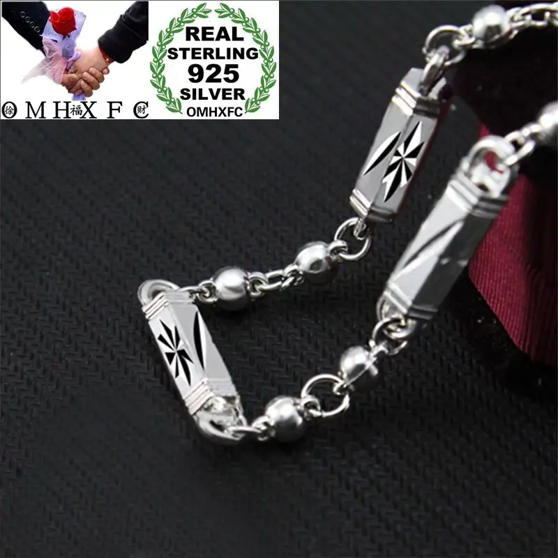 

MHXFC Wholesale European Fashion Man Male Party Wedding Gift Geometric Cylinder Beads 925 Sterling Silver Chain Necklace NL208