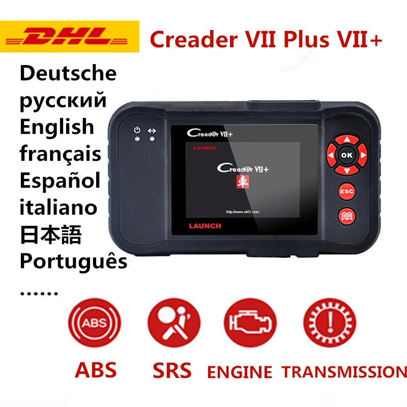 

Launch X431 Creader VII Plus VII+ Car Diagnostic Tool OBD2 Automotive Scan Full OBDII Functions For Engine ENG ABS SRS AT