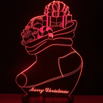 

Christmas Socks 3D Visual Lighting 7 Colors Changing Creative Touch Desktop Atmosphere Acrylic LED Night Light Child Kids lamps