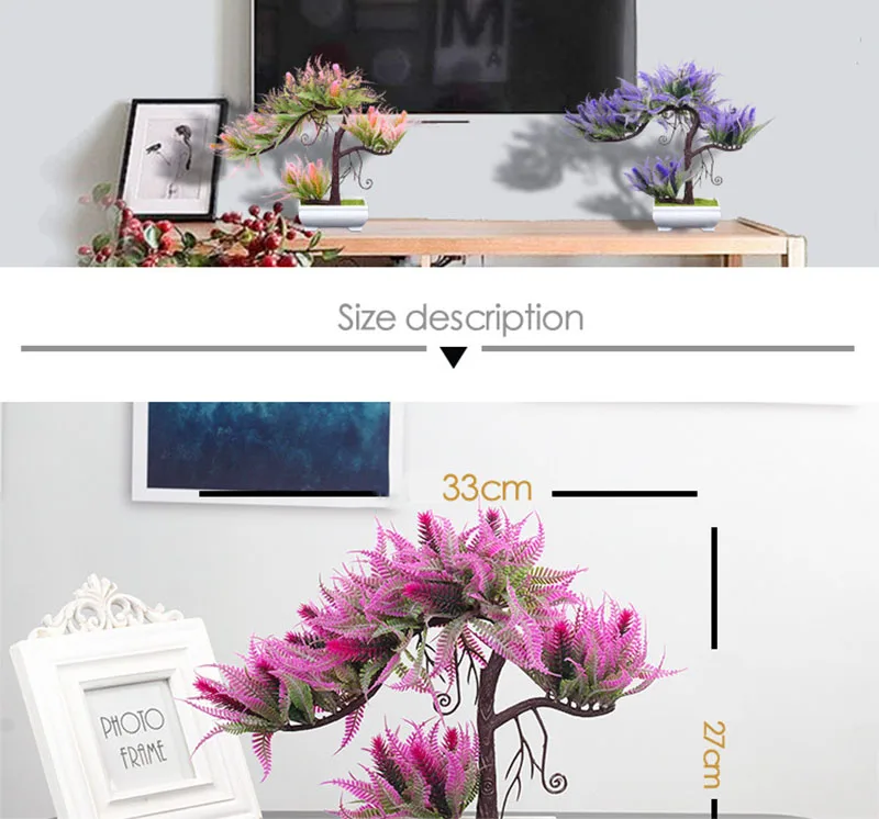 Flone Artificial Plastic Indoor Desktop Decoration Potted Bonsai Small Plant Tree Fake Potted Plant Home Art Study Decoration (3)