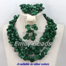 В нигерийском стиле зеленый Коралл Бусины Цепочки и ожерелья Ювелирные наборы Африканский костюм Наборы свадебных ювелирных изделий Рождество Ювелирные наборы cj322