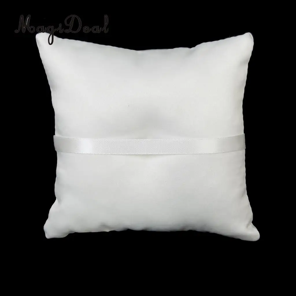 MagiDeal Hot Sale Wedding Ceremony Ivory Satin Crystal Ring Bearer Pillow+Flower Girl Basket Supplies for Engagement Party Favor