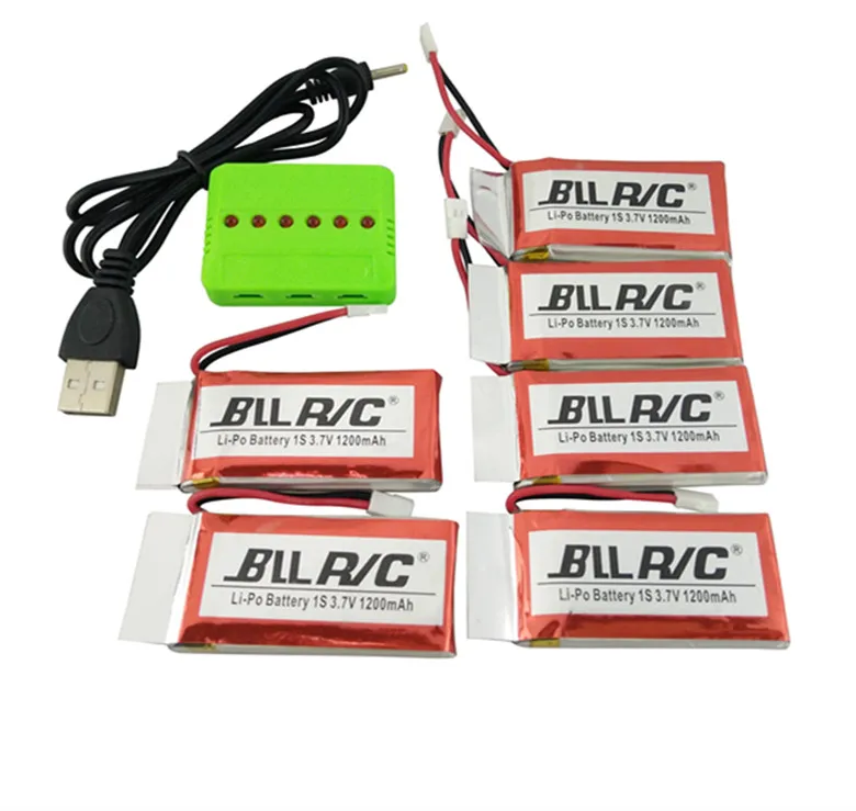 

BLLRC hot model aircraft battery 6PCS 3.7V 1200mah with charger SYMA X5S X5SC X5SW helicopter upgrade parts wholesale