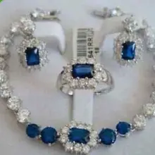 Ювелирные изделия женский набор из голубого нефрита браслет серьги кольцо> позолоченные часы оптом кварцевый камень CZ Кристалл