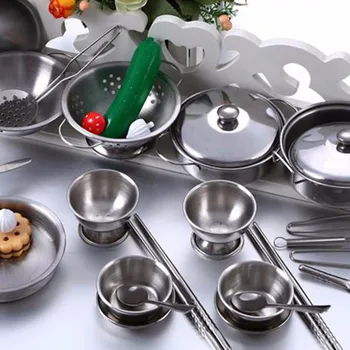

HBB 25pcs Stainless Steel Kitchen Cooking Utensils Mini Kitchen Tools Play House