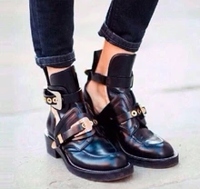 2015 top marke stil stiefel Mode frühjahr/herbst frauen casual martin stiefel damen ausschnitt starke ferse stiefel schuhe frau