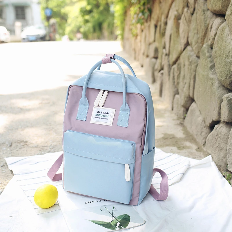 DCIMOR las mujeres Mochila impermeable lienzo Mochila para los adolescentes chica Mochila Preppy paneles mujer Mochila