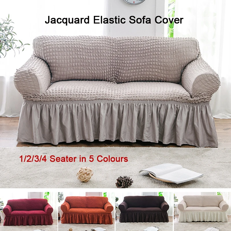 

European Simple Jacquard Elastic Skirt Set Sofa Cover Universal Sleeve Elastic Skirt Full Cover Couch Slipcover for Living Room