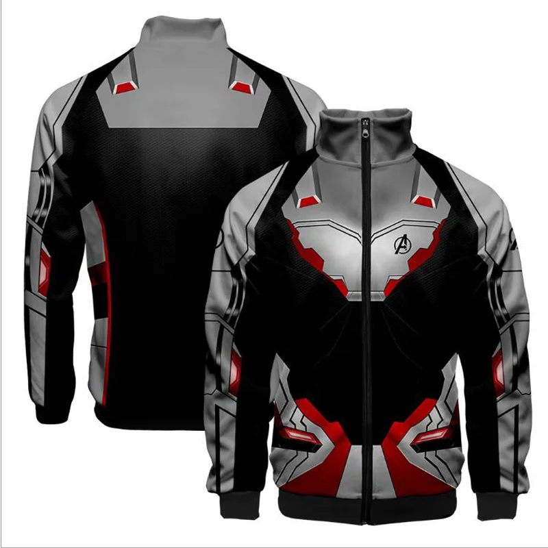 Avengers Endgame 3D Print Men Hoodies Sweatshirts Superhero Captain America Iron Man Tony Stark Zipper Jacket Cosplay Costume