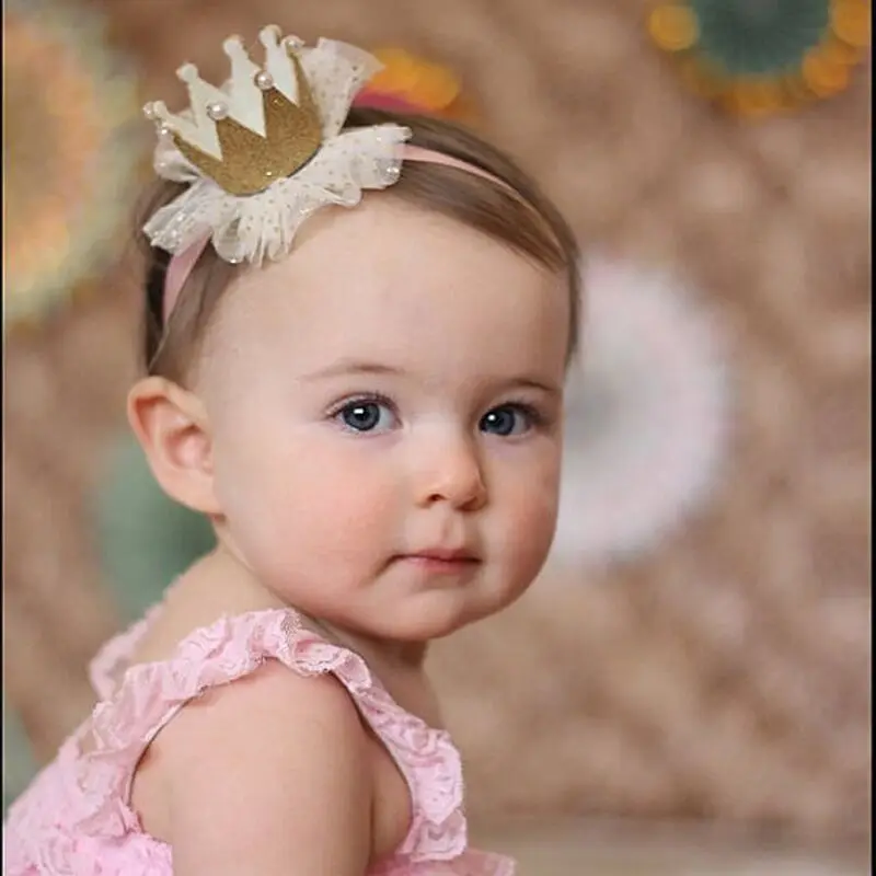 

5 Patterns Baby Girls Headwear Princess Tiara Mesh Soft Floral Hairband Headband Hair Accessories Gifts for Kids