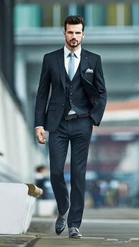 

Gorgeous Groomsman Tuxedos 2015 New Arrival Dark Navy Custom Made Best Men's Suit for Wedding Party ( jacket+Pants+vest+tie)