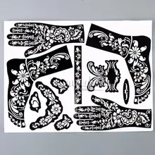 1 folha henna modelos de tatuagem mãos pés perna braço airescovação tatuagem modelos profissional temporário mehndi pintura corporal