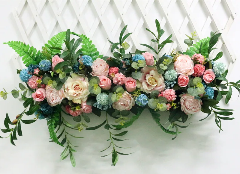 Flone Artificial Flower Row Luxurious Wedding Decor Rose Flower Row Silk Road Cited Flowers Arched DIY Background Flower Wall (8)