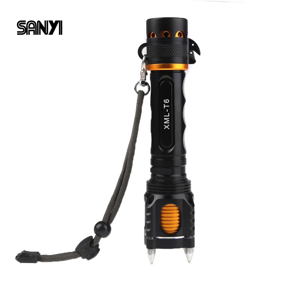SANYI New LED Tactical Flashlight T6 Self Defense Torch Lamp 2000LM 5