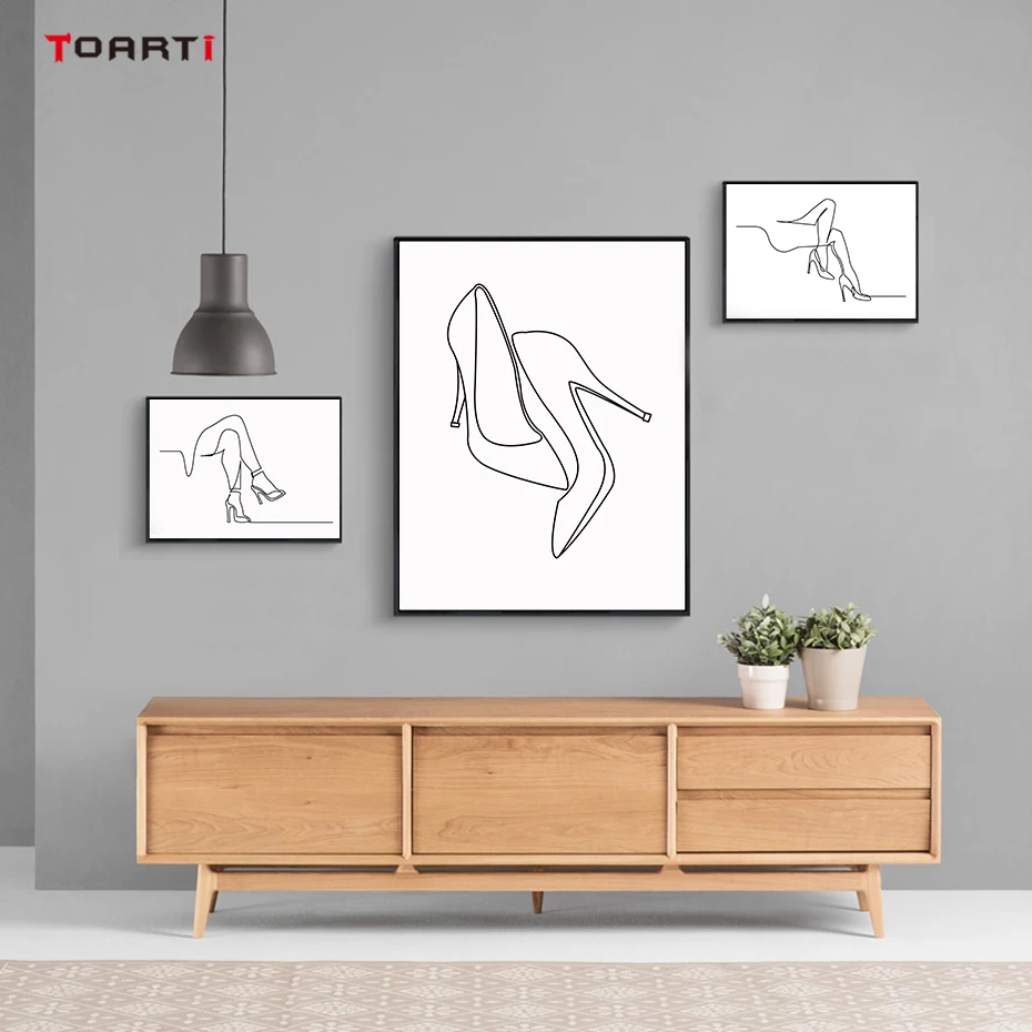 

Human Body Art Canvas Painting Female Legs&Shoes Minimalist Line Drawing Nordic Poster&Prints Bedroom Decoration Picture On Wall