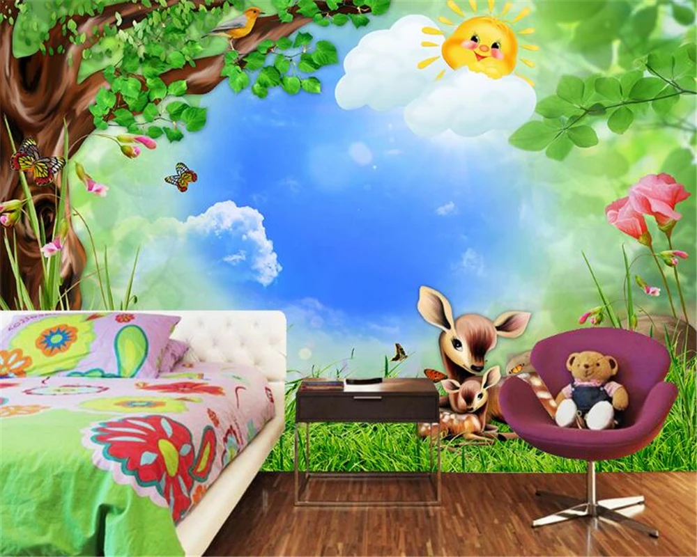 Beibehang Besar Interior Lukisan Anak Favorit Wallpaper Hutan