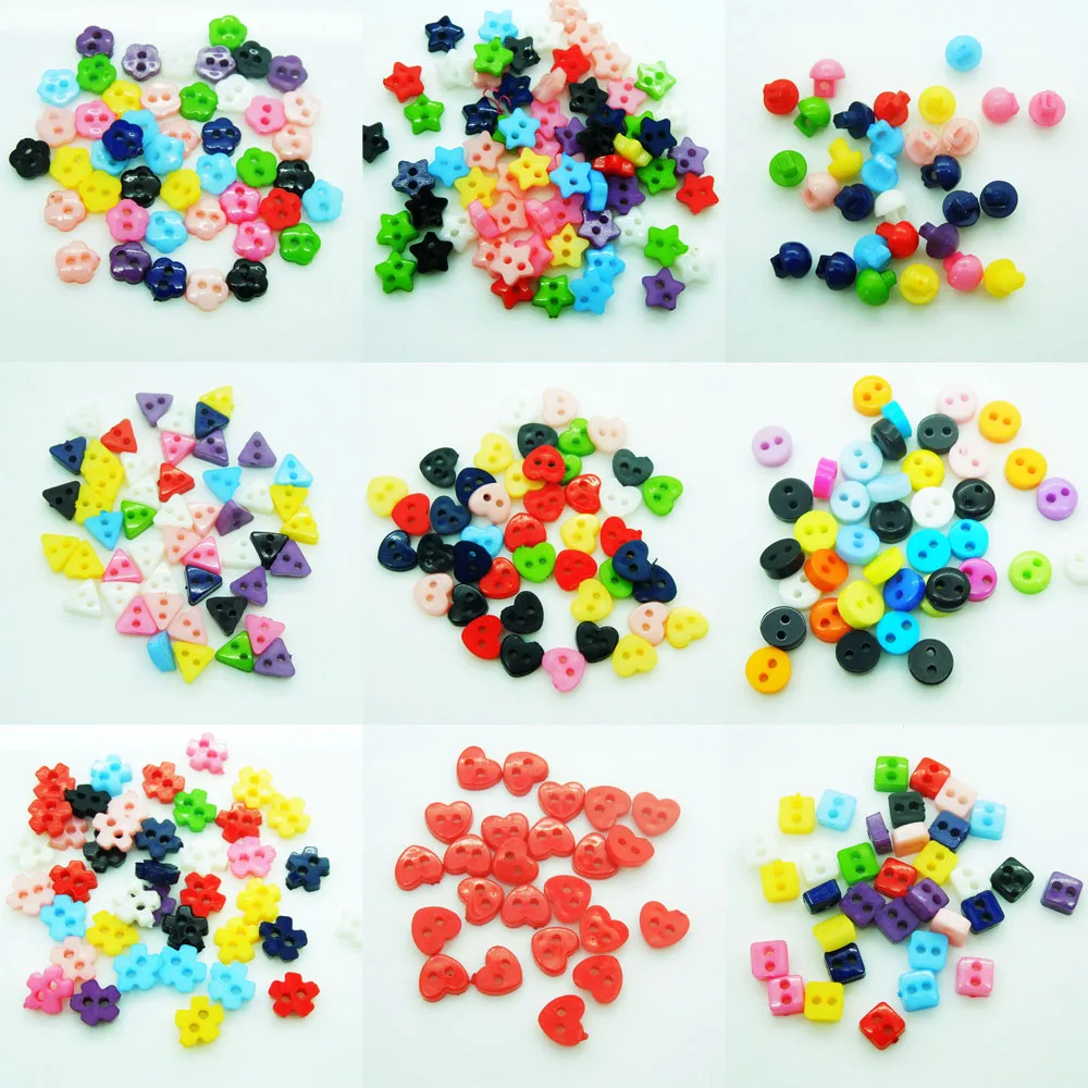 

200pcs Cute Candy Color Mixed Style 5-6mm Mini Sewing Buttons Kid's Handmade Scrapbooking Card Making DIY Accessories Deco