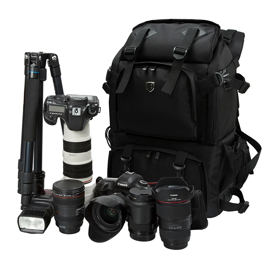 BAGSMART Противоугонный профессиональный рюкзак для SLR/DSLR камер и 1" MacBook Pro с водонепроницаемым дождевиком, черный