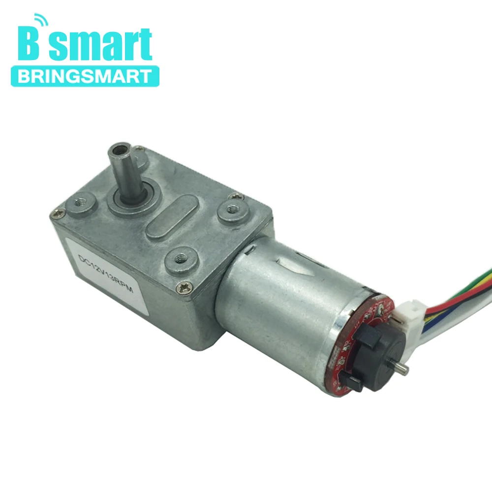 

Bringsmart DC Worm Gear Motor with Encoder Disk 12V Low Speed Mini Gearbox Reducer Motor Hall Encoding Board Self-lock CW / CCW