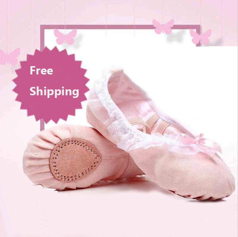 Pink Adults Canvas Slipper Ballet Shoes Children Sole Shoes Toe Shoes Ballerina Shoes Girls Yoga