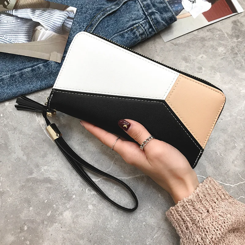 JANESPRI Fashion Patchwork Tassels Wallet Women Lady Long Clutch Wallets Brand Female Change Purse Hasp Coin Pocket Card Holder (33)
