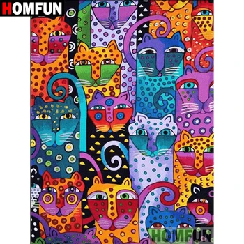 

HOMFUN Full Square/Round Drill 5D DIY Diamond Painting "Cartoon cat" Embroidery Cross Stitch 5D Home Decor Gift A07689
