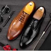 Мужские туфли с перфорацией типа «броги» из натуральной кожи; сезон лето-осень; дышащие модельные туфли ручной работы в британском стиле