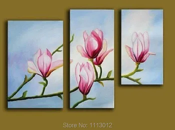

Red 3 Panel Lily Flower Art Modern Abstract Oil Painting Large Canvas Set Home Decoration Hand Painting Picture For Living Room