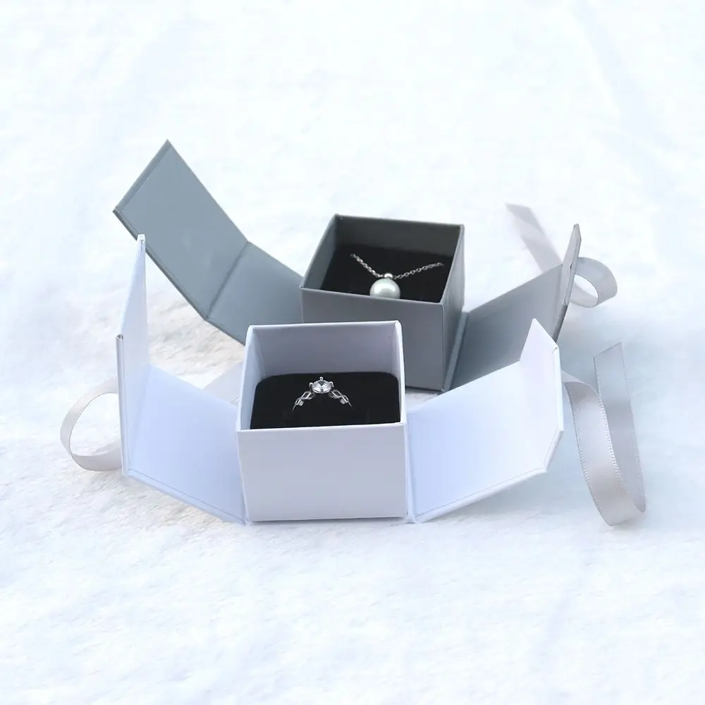 Элегантные модные коробки ювелирных изделий Белая Бумага серьги с бантами Кольцо Кулон картонная подарочная коробка для упаковки ювелирных изделий