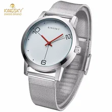KingSky De Luxe Femmes Montres Dames Simple Montre À Quartz Hommes Horloge Argent Acier Inoxydable Bracelet Robe Montre relogio feminino